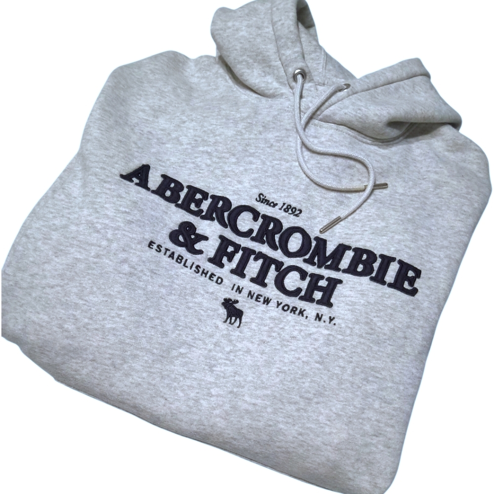 Abercrombie & Fitch Light Gray Logo Hoodie Size Medium